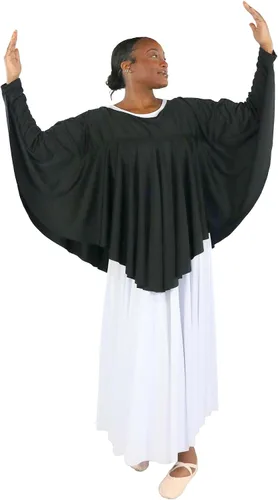 Vista 4 de Danzcue Camiseta de baile con ala de ángel para mujer Negro