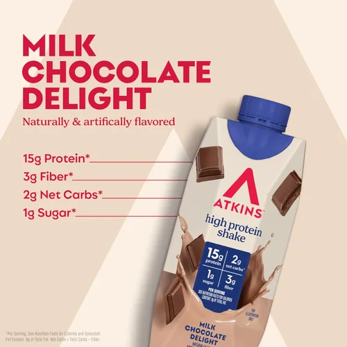 Vista 3 de Atkins Batido de proteína listo para beber, deliciosa leche con chocolate, sin gluten., 609309, 12