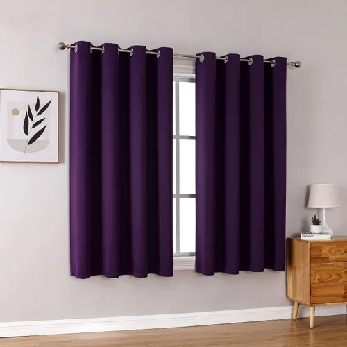 Vista 221 de ChrisDowa - Cortinas cortas para ventana de 40 pulgadas para dormitorio - Cortinas cortas con ojales y aislamiento térmico para oscurecer
