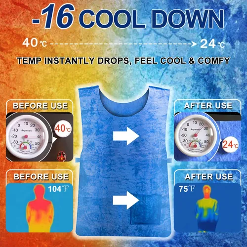 Vista 2 de HUOFU Chaleco de enfriamiento de hielo para hombres y mujeres, camisa evaporativa de agua para pacientes con EM deportes al aire libre, trabajo