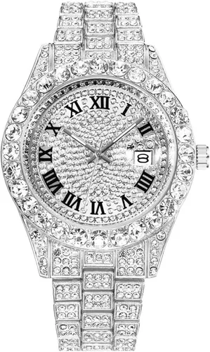Vista 14 de Hip Hop Watches for Men Iced-Out Bling Diamond Luxury Quartz Watches with Date