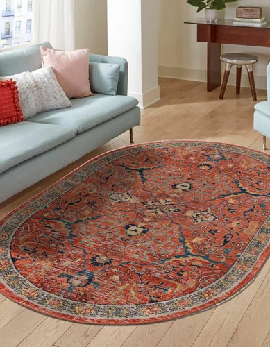 Vista 20 de Unique Loom Lola Collection - Alfombra de área Vivacious (2 pies 2 pulgadas x 3 pies 1 pulgada, rectangular, color rojo ladrillo/azul)