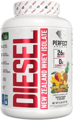 Vista 27 de PERFECT SPORTS Diesel 100% aislado de proteína de suero de Nueva Zelanda Endulzado con stevia, sin ingredientes artificiales, apto para dieta keto