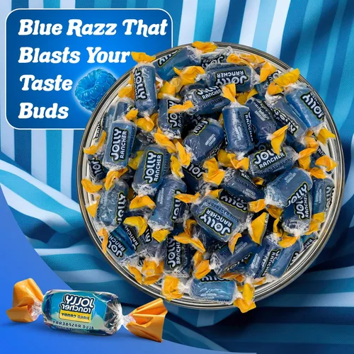 Vista 5 de Caramelos Duros Blue Raspberry Jolly Ranchers – Sabor Original – Bolsa a Granel de 1 Libra (Aproximadamente 75 Piezas) – Dulces Ácidos y Dulces