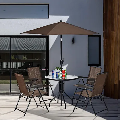 Vista 7 de Goplus Juego de 4 sillas plegables con reposabrazos y respaldo ajustable