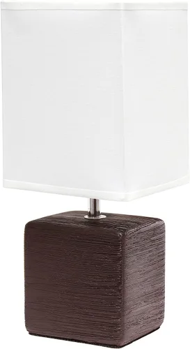 Vista 10 de Simple Designs LT2071-WOB - Mini lámpara de mesa blanca gris jaspeada de cerámica con pantalla negra para mesita de noche