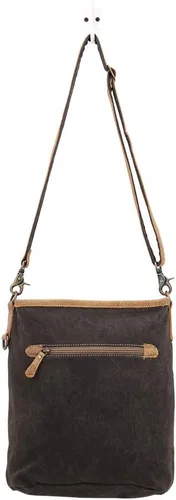 Vista 6 de Myra Bag Bolso De Hombro De Lona Y Cuero Con Estampado Tango S-1436, Marrón marfil