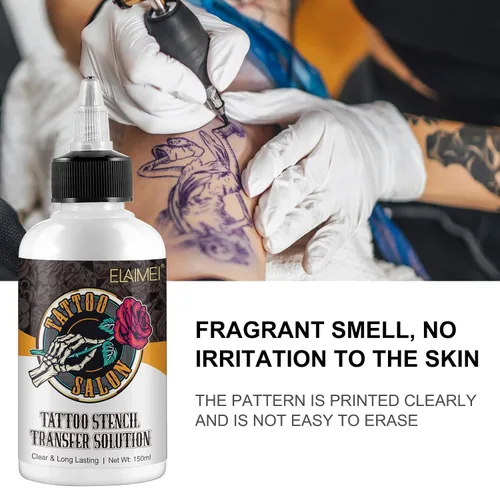 Vista 6 de Gel de transferencia de plantillas de tatuaje, crema mágica para plantillas, solución de aplicación de tatuaje para plantillas de máquinas de papel