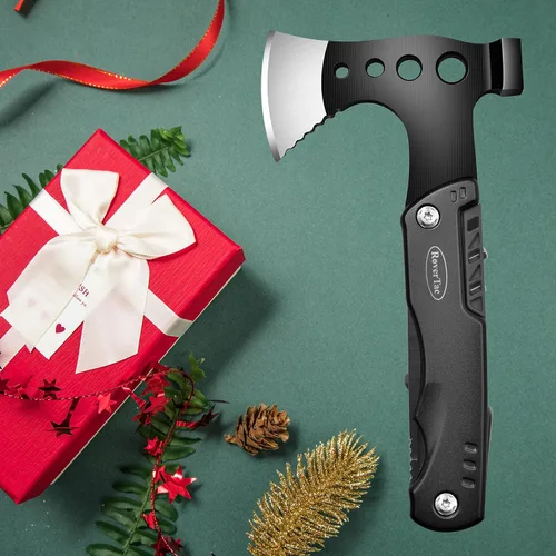 Vista 8 de RoverTac Multiherramienta de Camping con Hacha y Azada 11-en-1 Multiherramienta Equipo de Camping Herramienta de Supervivencia con Hacha Cuchillo