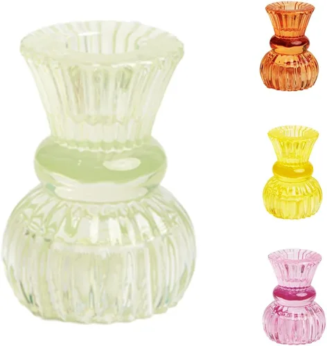 Vista 12 de Talking Tables Portavelas de cristal verde oscuro Soporte de vela cónico para interiores o exteriores, elegante decoración de mesa de Navidad