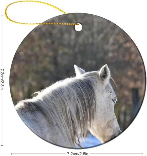 Vista 2 de Adornos para árbol de Navidad 2023, adorno de Navidad de caballo blanco, recuerdo festivo de porcelana, decoración de adornos de Navidad, ideas