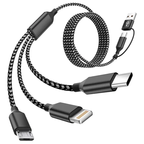 Vista 11 de MPATIBY - Cable de carga múltiple, doble tipo C Cable de carga de nailon trenzado 3 en 1 con puertos IP/tipo C para teléfonos