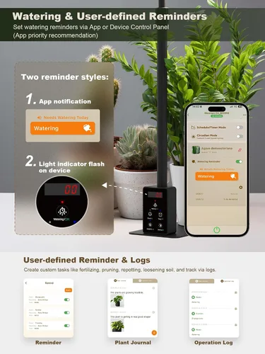 Vista 7 de GLOWRIUM Luces LED inteligentes de cultivo para plantas de interior, luz de escritorio para plantas con control de aplicación Bluetooth, lámpara