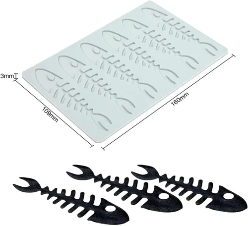 Vista 2 de Molde de silicona en forma de langosta con encaje Molde de caramelo de chocolate Molde de hueso de pescado hueco 3D en forma de langosta Molde