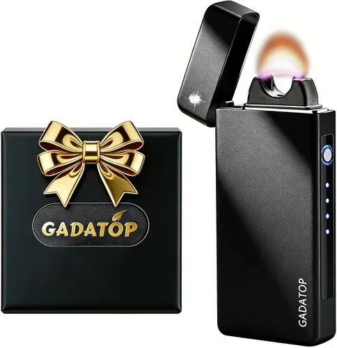 Vista 7 de GADATOP Encendedor eléctrico recargable USB, encendedor creativo personalizado, encendedores de plasma, luces LED de indicador de batería LED
