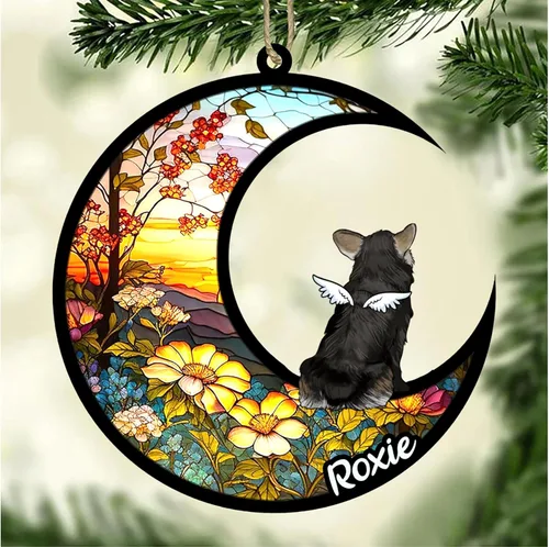 Vista 492 de LOVELYPOD Adorno de Navidad personalizado para perro Basset Hound (marrón) Basset Hound (marrón) adorno para atrapasoles de perro, razas de perros