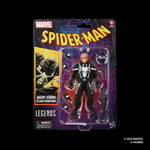 Vista 2 de Serie Marvel Legends Agente Venom (Flash Thompson), Figura de acción coleccionable de cómics retro a escala de 6 pulgadas