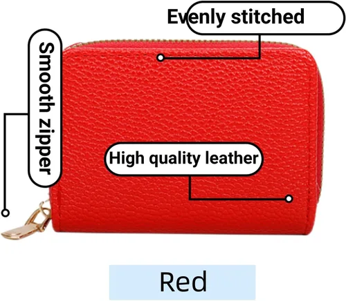 Vista 5 de PEIQICHU Estuches de tarjetas para mujer, Rojo -, Moda