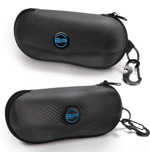 Vista 7 de BLUPOND Estuche para gafas de sol con carcasa semirrígida de EVA con gancho colgante de metal y clip de cinturón para almacenamiento de gafas de sol