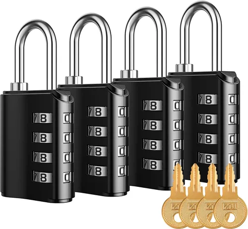 Vista 9 de KeeKit Cerradura de combinación, candado de combinación de 4 dígitos con llaves, cerradura de puerta impermeable reajustable para casillero