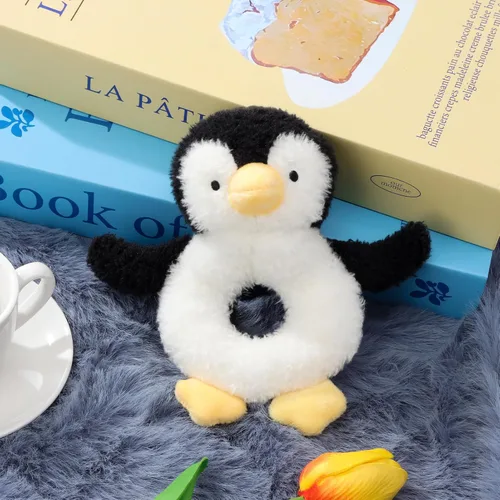 Vista 2 de Apricot Lamb Baby Lovey - Juguete suave de sonajero de pingüino, animal de peluche para recién nacido, suave de más de 0 meses