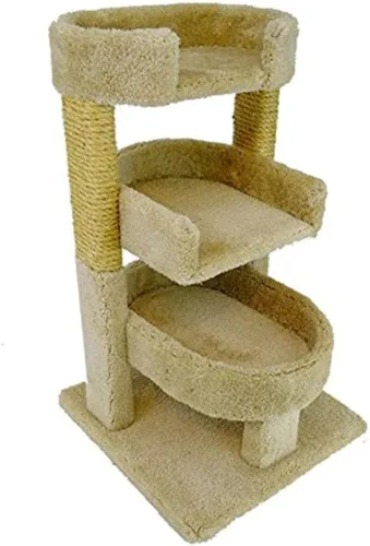 Vista 3 de New Cat Condos 110112-Percha para gatos triple redonda beige de 33