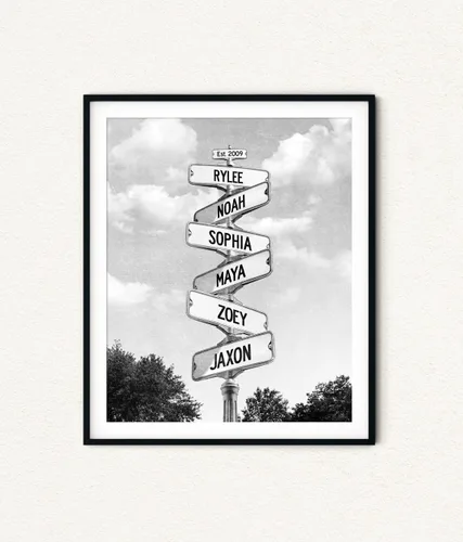 Vista 14 de VIRAGIL Lienzo personalizado con nombre de calle familiar, póster personalizado para decoración del hogar y sala de estar, arte de pared