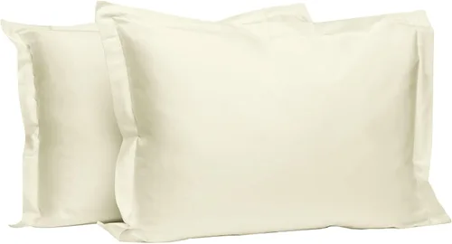 Vista 107 de Juego de 2 fundas de almohada de 100 % algodón puro, tamaño King, color plateado, lujosas fundas de almohada de algodón de fibra larga de 400 hilos