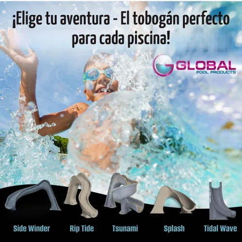 Vista 8 de Global Pool Products Splash Piscina enterrada tobogán acuático montado en la cubierta curva derecha gire gris GPPSSP-Gris-R
