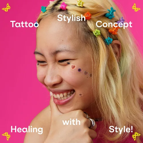 Vista 7 de Lindos parches de espinillas para la cara, parches hidrocoloides para el acné estilo tatuaje (parche de confianza) con diseños de estrellas
