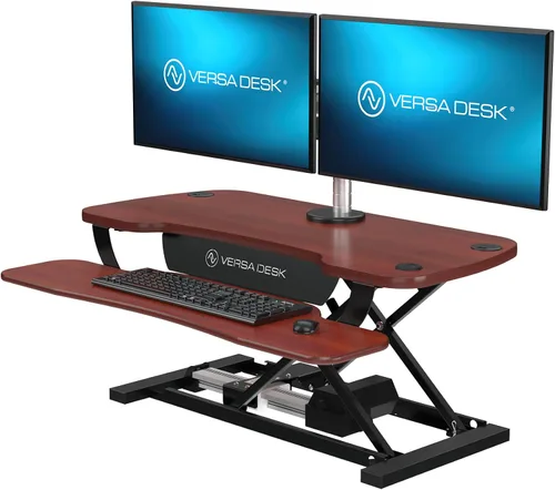 Vista 8 de PowerPro - Convertidor de escritorio de pie de 36 pulgadas, elevador de escritorio eléctrico de altura ajustable para estar de pie o sentado