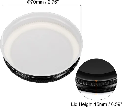Vista 2 de uxcell Tapas para tarros de conserva, 2.76 pulgadas, boca regular, tapas de placa de hojalata a prueba de fugas para conservas de cocina