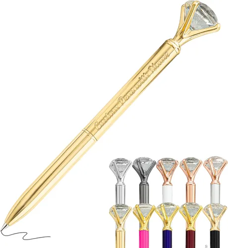 Vista 38 de Hasta 100 bolígrafos de diamante personalizados a granel con nombre, bolígrafo de impresión personalizada con logotipo de negocios grabado, mensaje