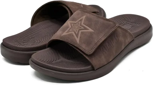 Vista 7 de KuaiLu Sandalias deportivas para hombre con cojín suave y soporte de arco para fascitis plantar, puntera abierta, ajustables, para interiores