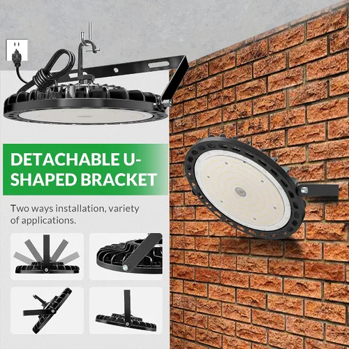 Vista 5 de Luz LED de Bahía Alta de 150W, 22500 LM con Cable de 5 pies con Enchufe de EE.UU., 5000K Luz de Día, IP65 Impermeable, Luces LED UFO de Taller
