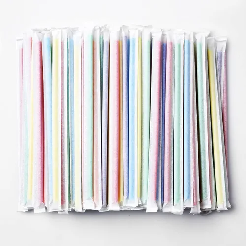 Vista 8 de ALINK 1000 popotes desechables de plástico de colores surtidos, pajitas rectas envueltas individualmente, 7.75 x 0.23 pulgadas