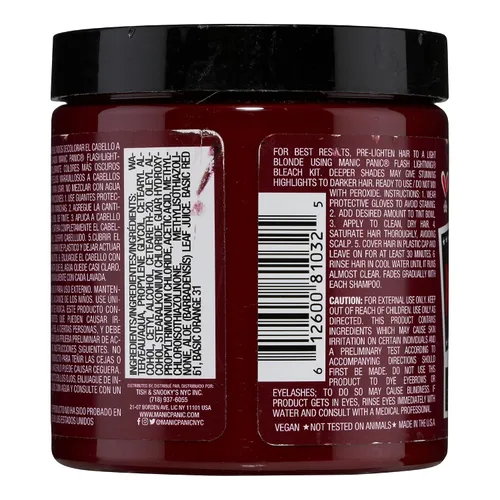 Vista 8 de MANIC PANIC Vampire - Tinte para el cabello Classic High Voltage semipermanente rojo sangre, vegano, sin PPD ni amoníaco (8 onzas)