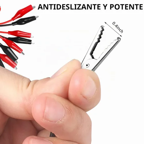 Vista 4 de 4 grupos de 1M de clips de cocodrilo eléctricos, cables de prueba aislados con clips de cocodrilo, cables de puente de doble extremo estampados