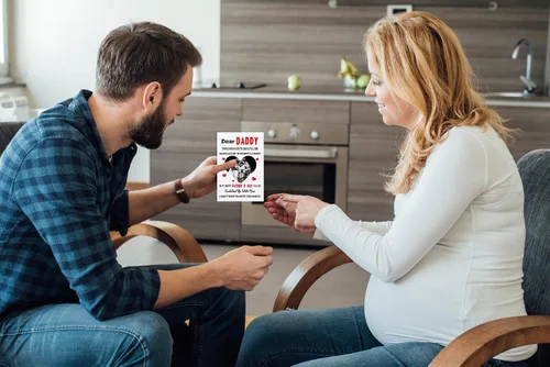 Vista 2 de WaaHome Divertida tarjeta del primer día del padre para el nuevo papá de hija, hijo y bebé, tarjeta de regalo feliz del primer día del padre