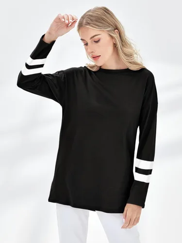 Vista 78 de Fisoew Camisetas de manga larga para mujer, holgadas, casuales, con cuello redondo, blusa suave