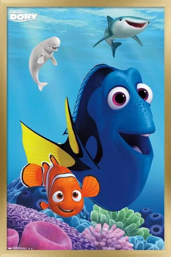 Vista 16 de Trends International Disney Pixar Finding Dory - Póster de pared de Dory, 14.725 x 22.375 pulgadas, versión enmarcada de madera de granero