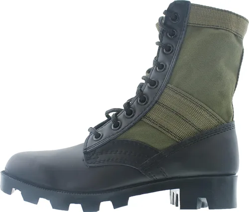 Vista 4 de Botas tácticas de la jungla con suela de Panamá de 8 pulgadas, militar tipo GI Ejército de combate de Vietnam, cuero/lona