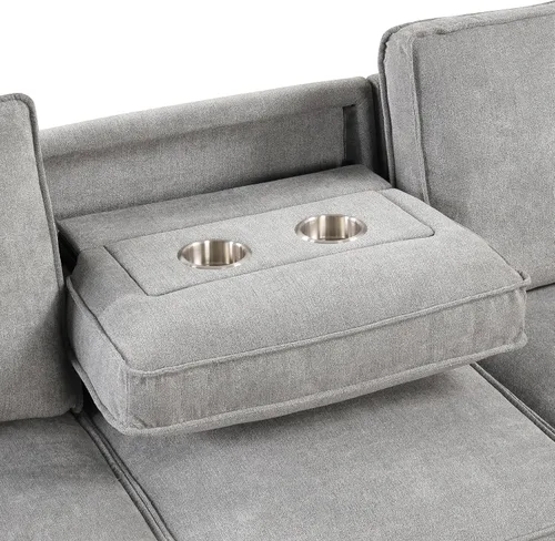 Vista 17 de Sofá modular moderno en forma de U de 115 pulgadas, juego de sofás tapizados grandes con asiento de almacenamiento, sofá cama convertible con diván