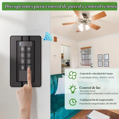 Vista 2 de Kit de control remoto universal de ventilador de techo Smart WiFi, control de 3 velocidades con atenuador, compatible con Alexa, Google Assistant