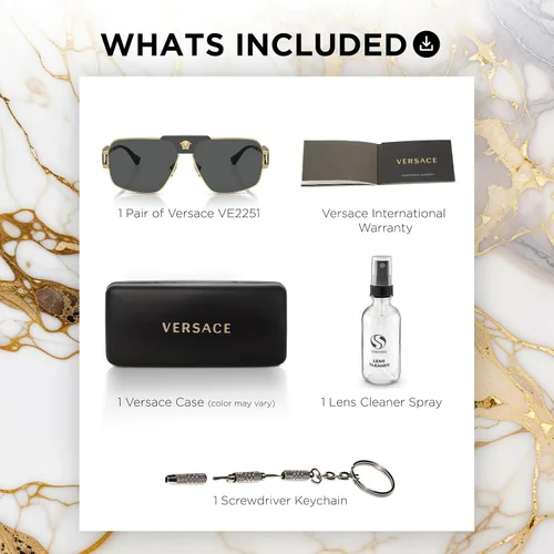 Vista 3 de Versace VE2251 Navigator Gafas de sol con kit de gafas de lujo eSHADES, Oro Gris Oscuro 2.480 in