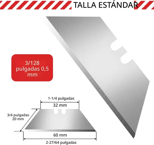 Vista 6 de DIYSELF Paquete de 50 Cuchillas para Cuchillo Utilitario, Cuchillas Cortadoras de Caja de Acero SK5 con Dispensador, Cuchillas Estándar
