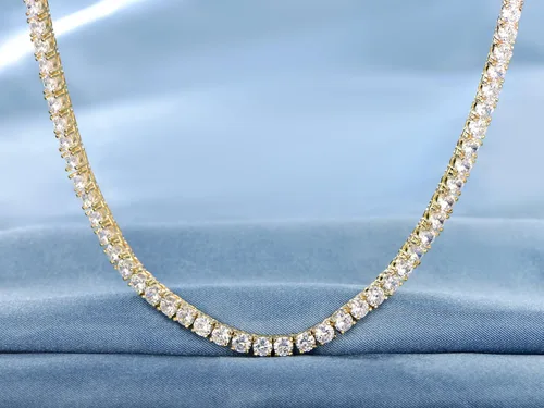 Vista 5 de GEMSME - Juego de 4 joyas con collar de tenis pulsera aretes anillo, chapados en oro amarillo de 18 quilates