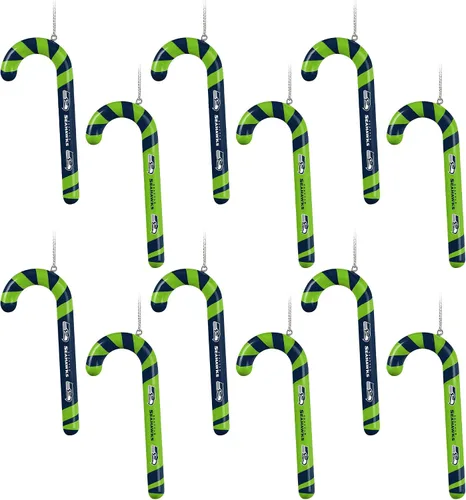 Vista 10 de NFL Team Logo 12 Pack Candy Cane Ornament Set