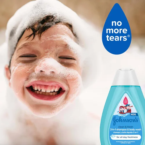 Vista 2 de Johnson's Clean & Fresh Champú y Jabón Corporal para Niños 2-en-1 Lavado Diario del Cabello y Cuerpo para Niños y Pequeños Limpia Suavemente