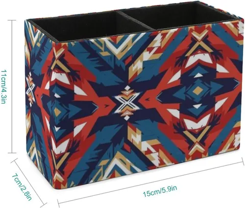 Vista 2 de Desk Organizer Pencil Cups Aztec Red Blue, Convenient Storage for Your Writing Tools